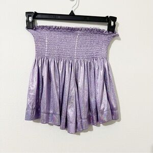 Queen of Sparkles Purple Holographic Swing Shorts Flowy Size XS